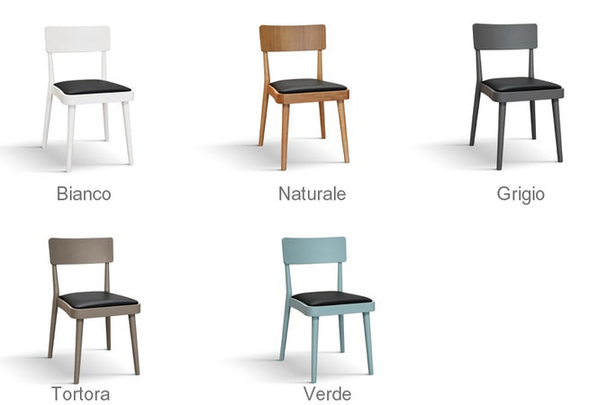 MOBILI 2G - Set 2 sedie legno verde acqua seduta ecopelle nera 48x45,5x79