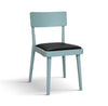 MOBILI 2G - Set 2 sedie legno verde acqua seduta ecopelle nera 48x45,5x79