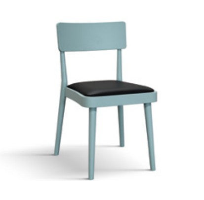 MOBILI 2G - Set 2 sedie legno verde acqua seduta ecopelle nera 48x45,5x79