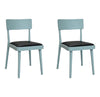 MOBILI 2G - Set 2 sedie legno verde acqua seduta ecopelle nera 48x45,5x79