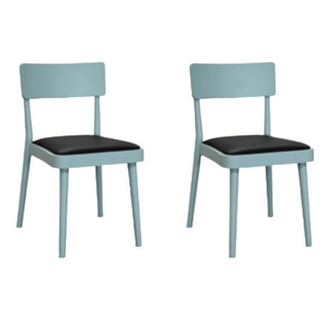 MOBILI 2G - Set 2 sedie legno verde acqua seduta ecopelle nera 48x45,5x79