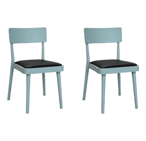 MOBILI 2G - Set 2 sedie legno verde acqua seduta ecopelle nera 48x45,5x79