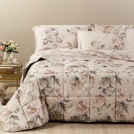 Trapunta Peonia Queen ! Caleffi in Cotone Matrimoniale: Eleganza Floreale e Comfort Naturale