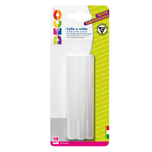 6 Stick Colle Trasp. Diam. 11Mm X 10Cm Per Pistola A Bassa Temperatura Deco