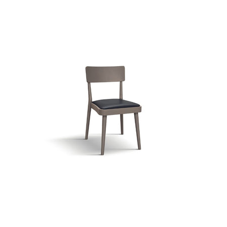 MOBILI 2G - Set 2 sedie legno tortora seduta ecopelle nera 48x45,5x79