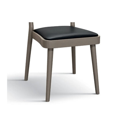 MOBILI 2G - Set 2 sedie legno tortora seduta ecopelle nera 48x45,5x79