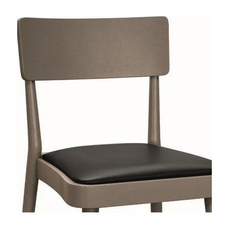 MOBILI 2G - Set 2 sedie legno tortora seduta ecopelle nera 48x45,5x79