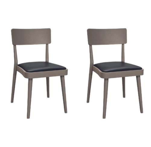 MOBILI 2G - Set 2 sedie legno tortora seduta ecopelle nera 48x45,5x79