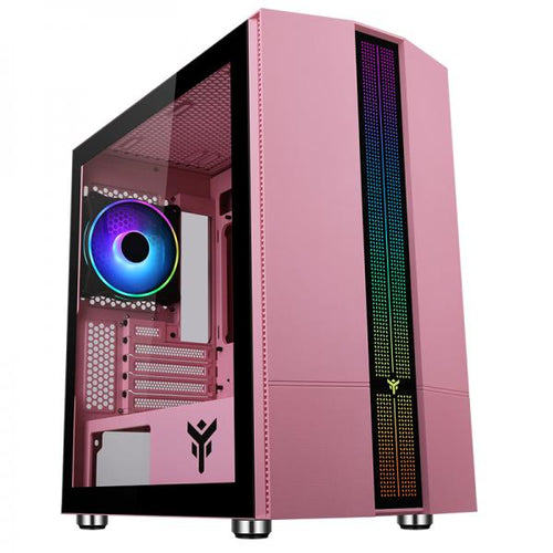 CASE ITEK MICRO ATX LIFLIG P41 GAMING MINI TOWER 2*USB3, 12cm fan ARGB, Trasp Wind - PINK EDITION - ITGCALLP41