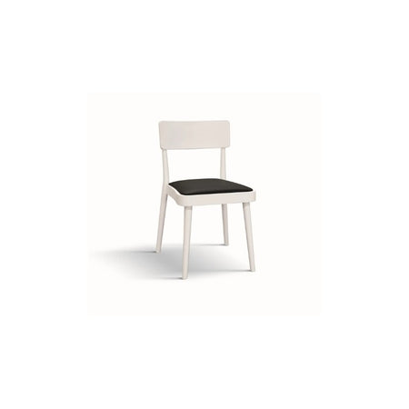 MOBILI 2G - Set 2 sedie legno bianco seduta ecopelle nera 48x45,5x79