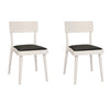 MOBILI 2G - Set 2 sedie legno bianco seduta ecopelle nera 48x45,5x79