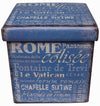 Biscottini Pouf contenitore richiudibile in ecopelle blu