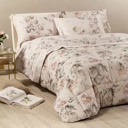 Trapunta Peonia Queen ! Caleffi in Cotone Matrimoniale: Eleganza Floreale e Comfort Naturale