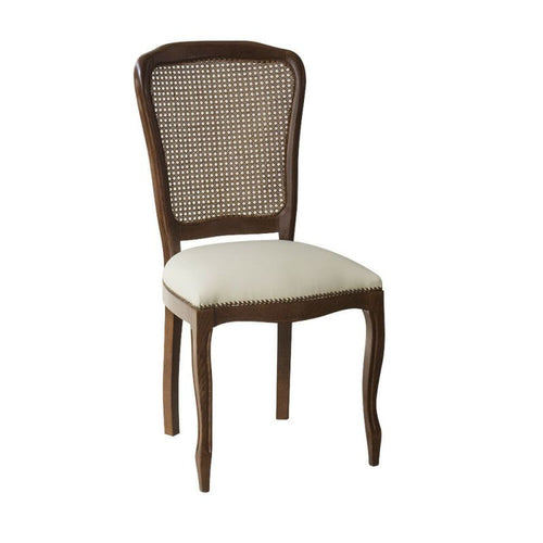 MOBILI 2G - Sedia classica legno paglia vienna ecopelle beige 56x50x100