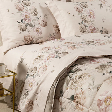 Trapunta Peonia Queen ! Caleffi in Cotone Matrimoniale: Eleganza Floreale e Comfort Naturale
