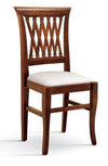 Sedia legno classica noce imbottita stoffa ecru 44x46x96