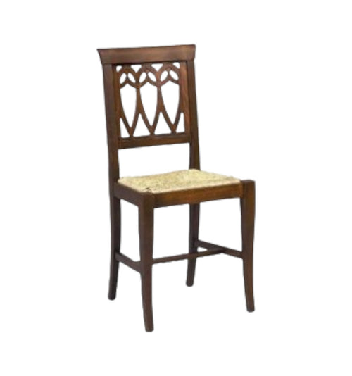 MOBILI 2G - Sedia legno classica tinta noce seduta paglia 43x45x91