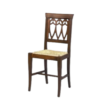 MOBILI 2G - Sedia legno classica tinta noce seduta paglia 43x45x91
