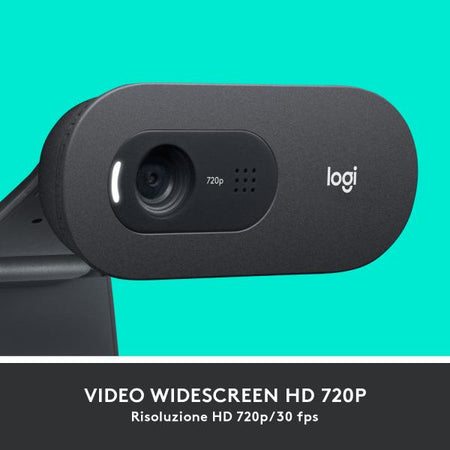 Logitech C505 Webcam HD - Videocamera USB Esterna 720p HD per Desktop o Laptop con Microfono a Lunga Portata, Compatibile con PC o Mac (C505 webcam 1280 x 720 pixels - USB Black C505, 1280 x 720 - pi