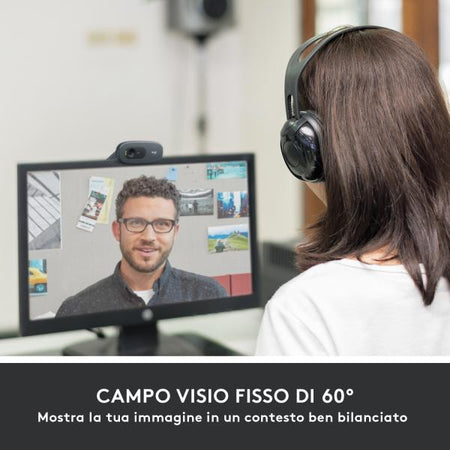 Logitech C505 Webcam HD - Videocamera USB Esterna 720p HD per Desktop o Laptop con Microfono a Lunga Portata, Compatibile con PC o Mac (Logitech Webcam C505)