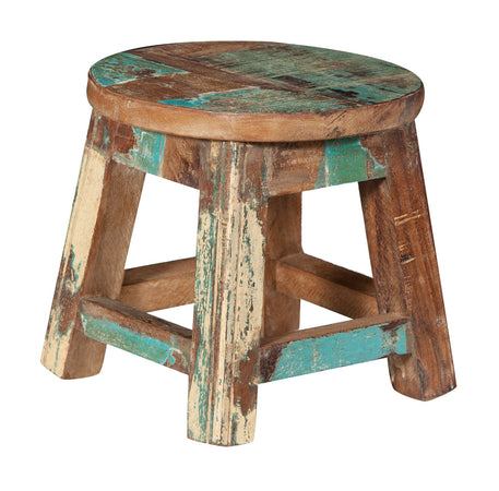 Biscottini PANCHETTO ROTONDO IN LEGNO VECCHIO RICICLATO DI TEAK dimensioni lunghezza