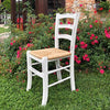 MOBILI 2G - Set 2 sedie legno shabby bianco consumato seduta paglia 43x46x89