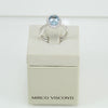 Anello donna classico Mirco Visconti in oro bianco con acquamarina e diamanti