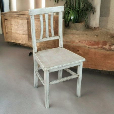 MOBILI 2G - Set 2 sedie legno shabby bianco anticato seduta legno 43x45x91