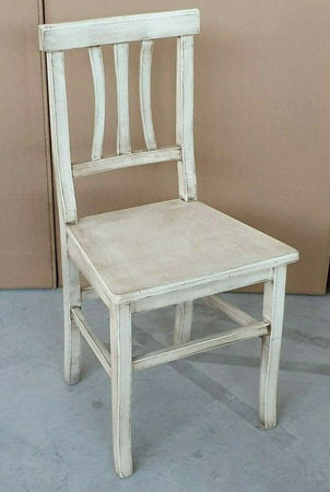 MOBILI 2G - Set 2 sedie legno shabby bianco anticato seduta legno 43x45x91