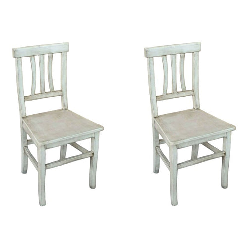 MOBILI 2G - Set 2 sedie legno shabby bianco anticato seduta legno 43x45x91