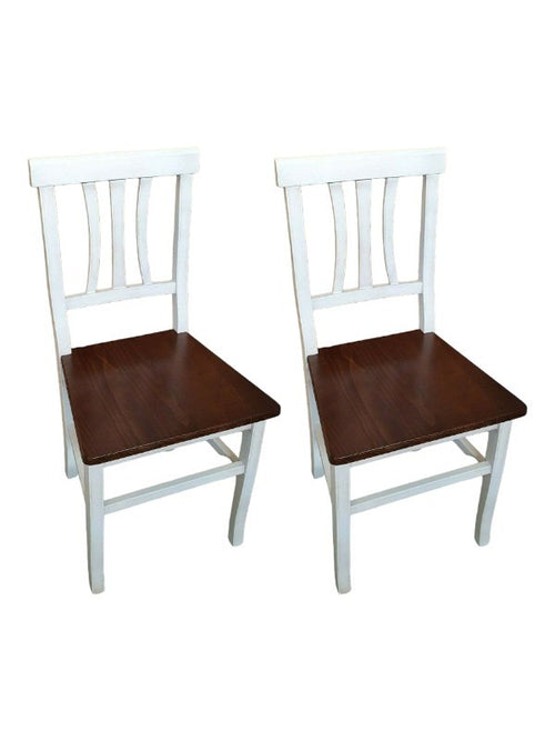 MOBILI 2G - Set 2 sedie shabby bicolore legno seduta legno 43x45x91