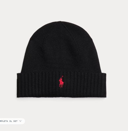 Berretto in Lana con Pony ! Ralph Lauren, Cavallino Ricamato, Stile Inconfondibile