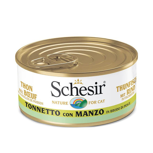 Schesir Tonnetto con Manzo in Brodo Scatoletta per Gatti Adulti 85gr