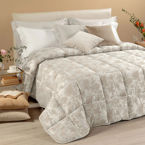 Trapunta In Raso Jacquard Fioralba Matrimoniale Vaniglia Dreaming
