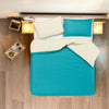 Set copripiumino federe letto bicolor double face parure copripiumino in cotone made in Italy NATURALE/VERDE AZZORRE