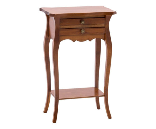MOBILI 2G - Comodino porta telefono 2 cassetti In Legno tinta noce 45x35x70