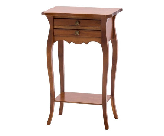 MOBILI 2G - Comodino porta telefono 2 cassetti In Legno tinta noce 45x35x70