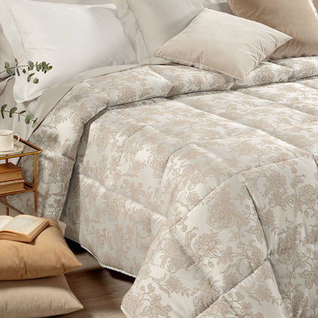 Trapunta In Raso Jacquard Fioralba Matrimoniale Vaniglia Dreaming