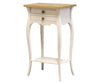 MOBILI 2G - Comodino porta telefono 2 cassetti Legno shabby bianco naturale 45x35x70