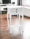 MOBILI 2G - Comodino Porta Telefono 2 Cassetti Legno Shabby Bianco opaco 45x35x70 (1542)