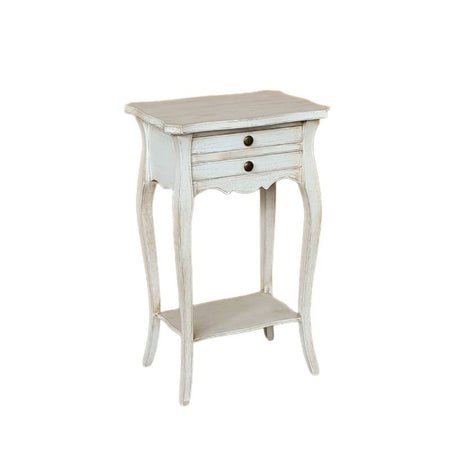 MOBILI 2G - Comodino porta telefono Legno shabby bianco anticato 45x35x70