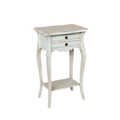 MOBILI 2G - Comodino porta telefono Legno shabby bianco anticato 45x35x70