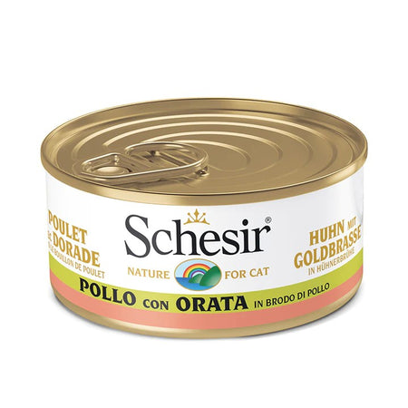 Schesir Pollo con Orata in Brodo Scatoletta per Gatti Adulti 85gr