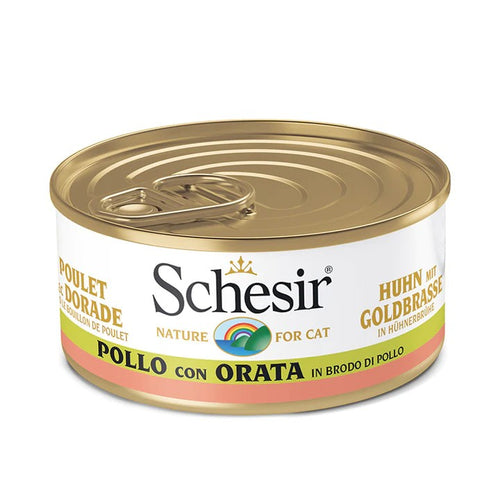 Schesir Pollo con Orata in Brodo Scatoletta per Gatti Adulti 85gr