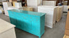 MOBILI 2G - Cristalliera 4 porte legno shabby azzurro consumato 196X43X208