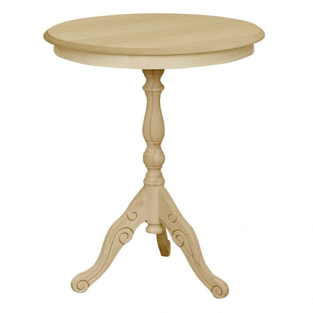 MOBILI 2G - Tavolino rotondo fisso Legno intagliato grezzo 50x50x60