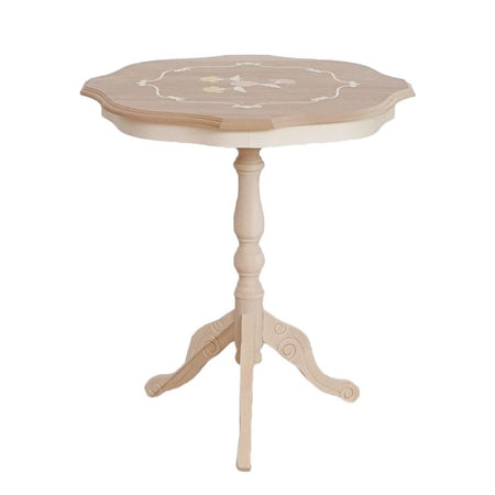 MOBILI 2G - Tavolino rotondo fisso Legno intagliato grezzo 50x50x60
