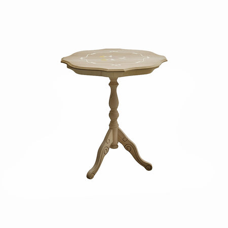 MOBILI 2G - Tavolino rotondo fisso Legno intagliato grezzo 50x50x60