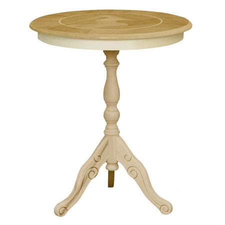 MOBILI 2G - Tavolino rotondo fisso Legno intarsiato grezzo 50x50x60