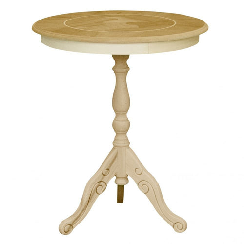 MOBILI 2G - Tavolino rotondo fisso Legno intarsiato grezzo 50x50x60